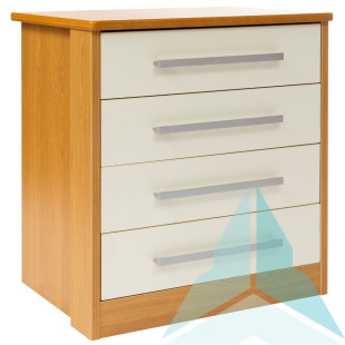 Pembroke 4 Drawer Chest in Medium Oak with Cream Fronts