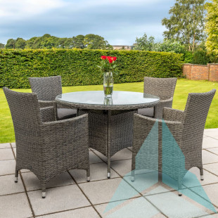 Venice Premium Rattan 4 Seater Circular Table Set