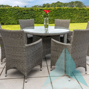 Venice Premium Rattan 6 Seater Circular Table Set